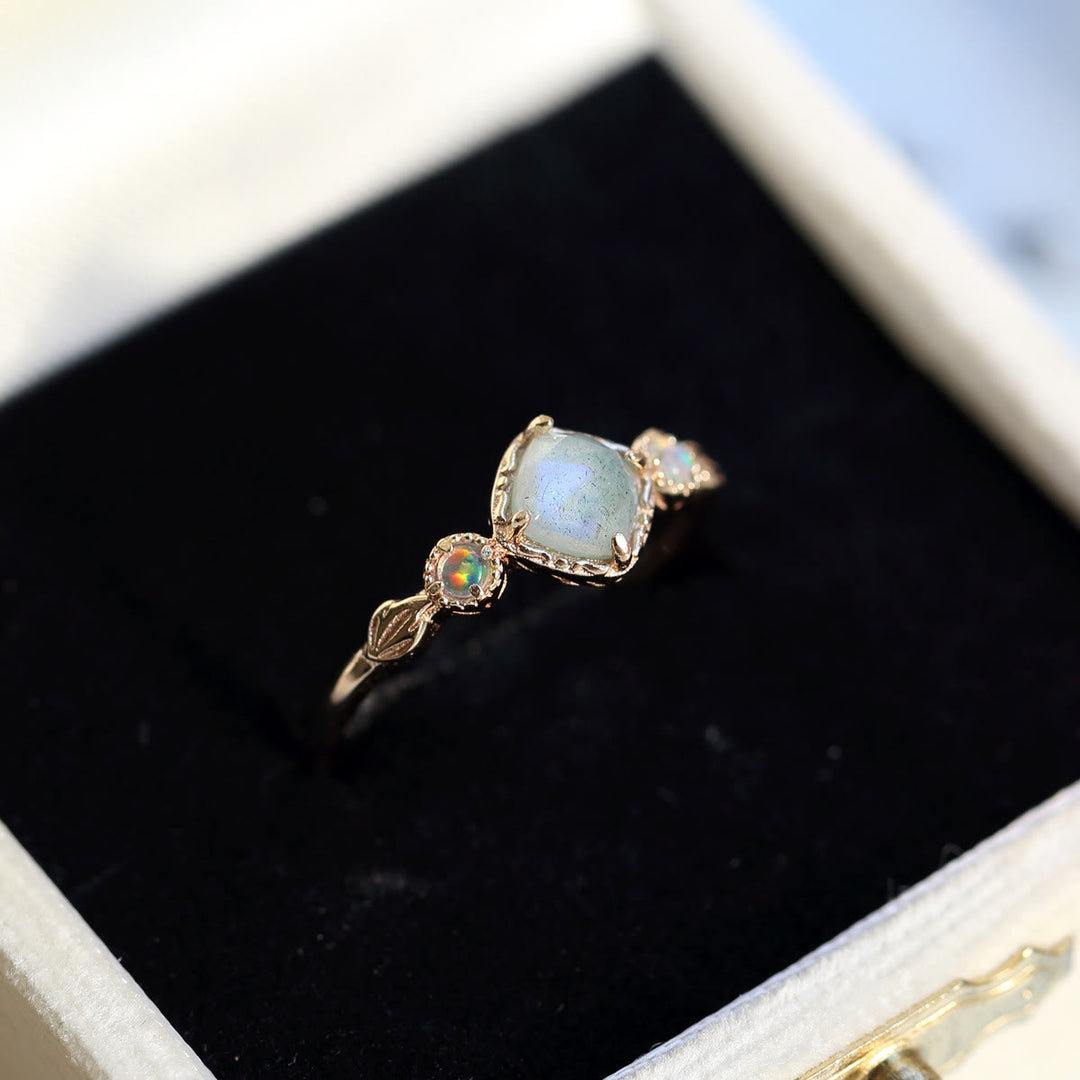 Olivenorma Natural Labradorite Square Stone Ring Necklace - image 11