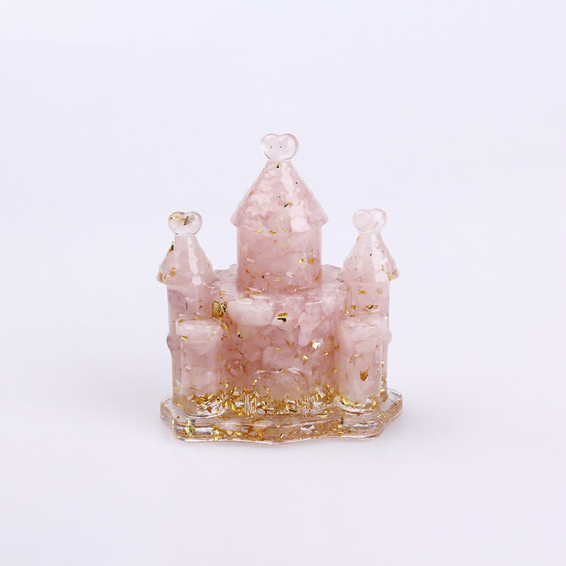 Olivenorma Natural Crystal Epoxy Castle Gemstone Decoration  - Rose Quartz - image 5