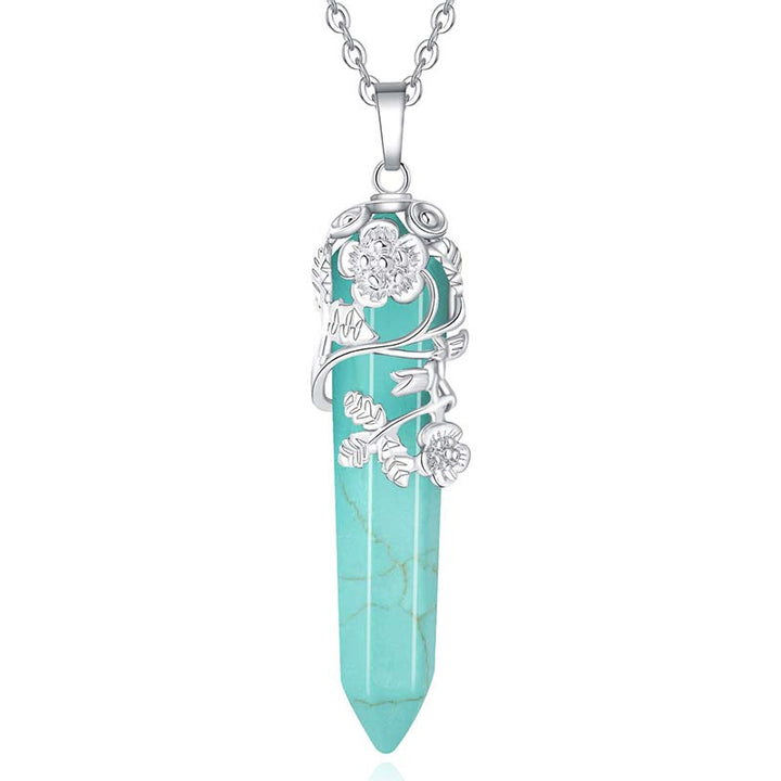 Olivenorma Natural Crystal Hexagonal Column Necklace - Turquoise - image 20