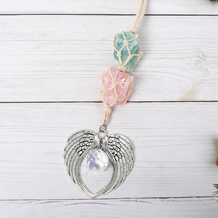 Olivenorma Metal Angel Wing SunCatcher Window Decor Ornamet - Green Fluorite&Rose Quartz - image 12