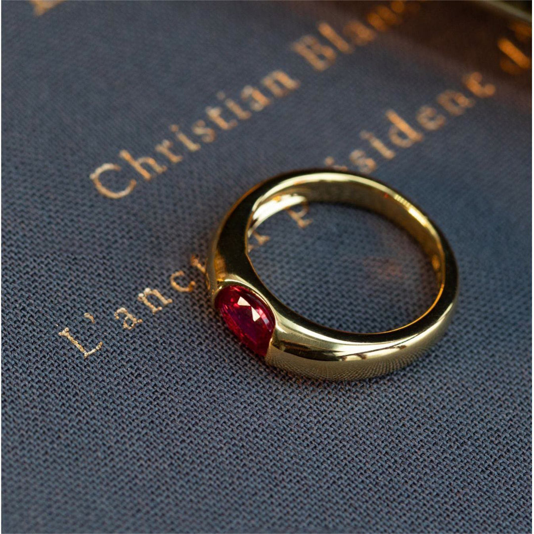 Olivenorma Garnet Gold Plated Minimalist Luxury Ring - image 6