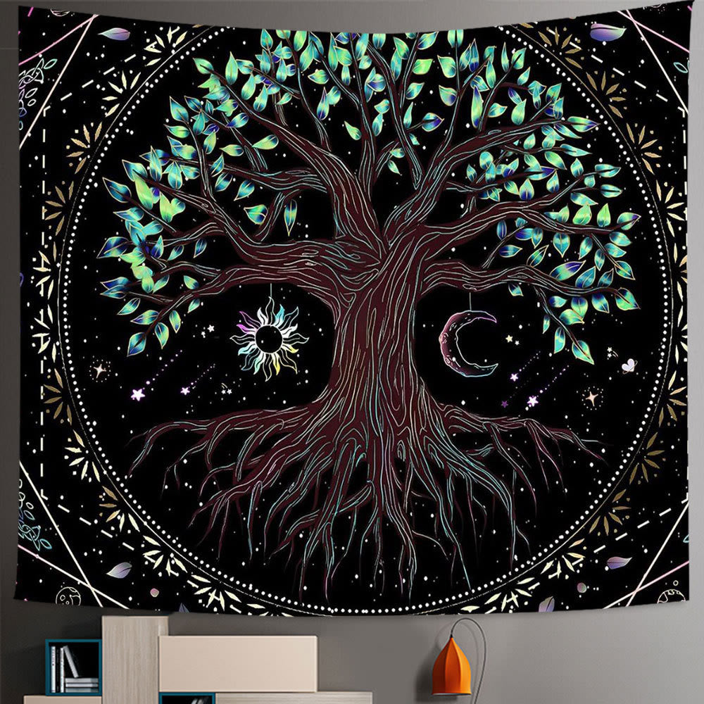 Olivenorma Seven Chakra Tree Of Life Boho Mandala Tapestry - Brushed Fabric - Tree of Life#1 - 98.42"*70.86"(250*180cm) - image 1