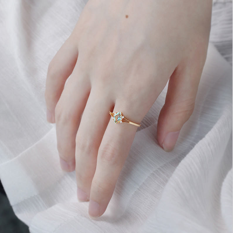 Olivenorma Aquamarine White Zircon Diamond Ring - image 1