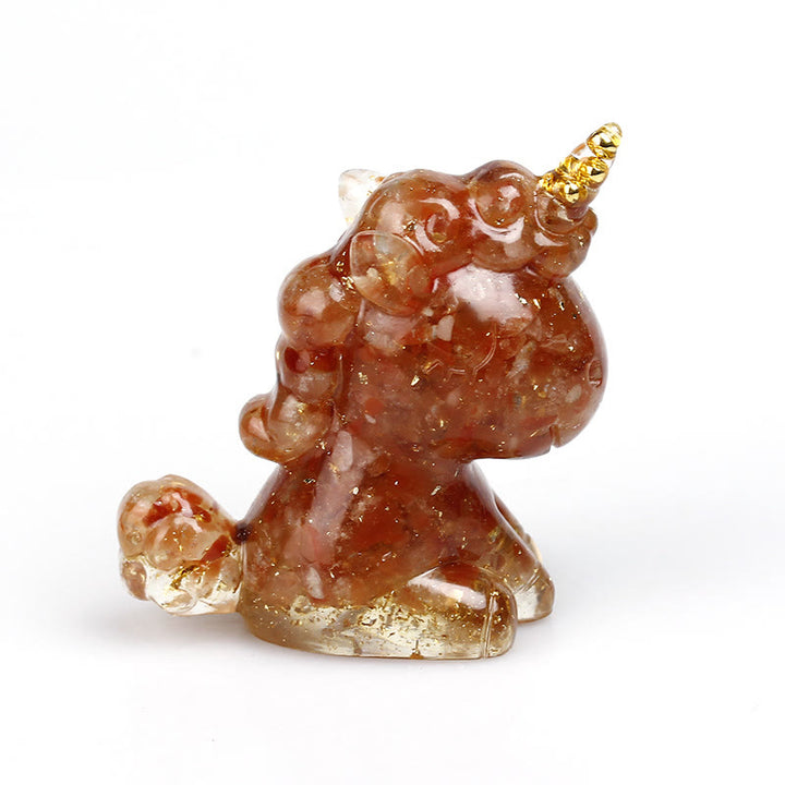 Olivenorma Crystal Unicorn Gemstone Decoration - Red Rabbit Hair Stone&Gold Foil - image 41