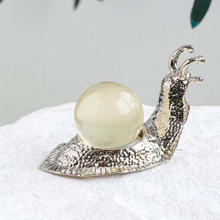 Olivenorma Natural Crystal Ball Holder Small Snail Gemstone Decoration - image 17
