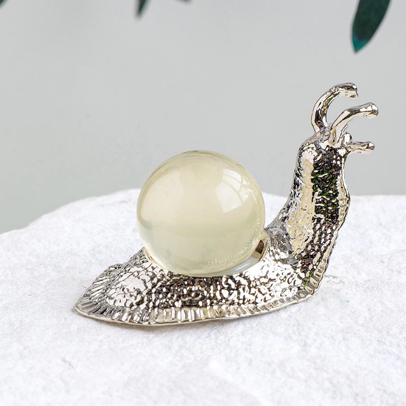 Olivenorma Natural Crystal Ball Holder Small Snail Gemstone Decoration - Citrine - Silver - image 17
