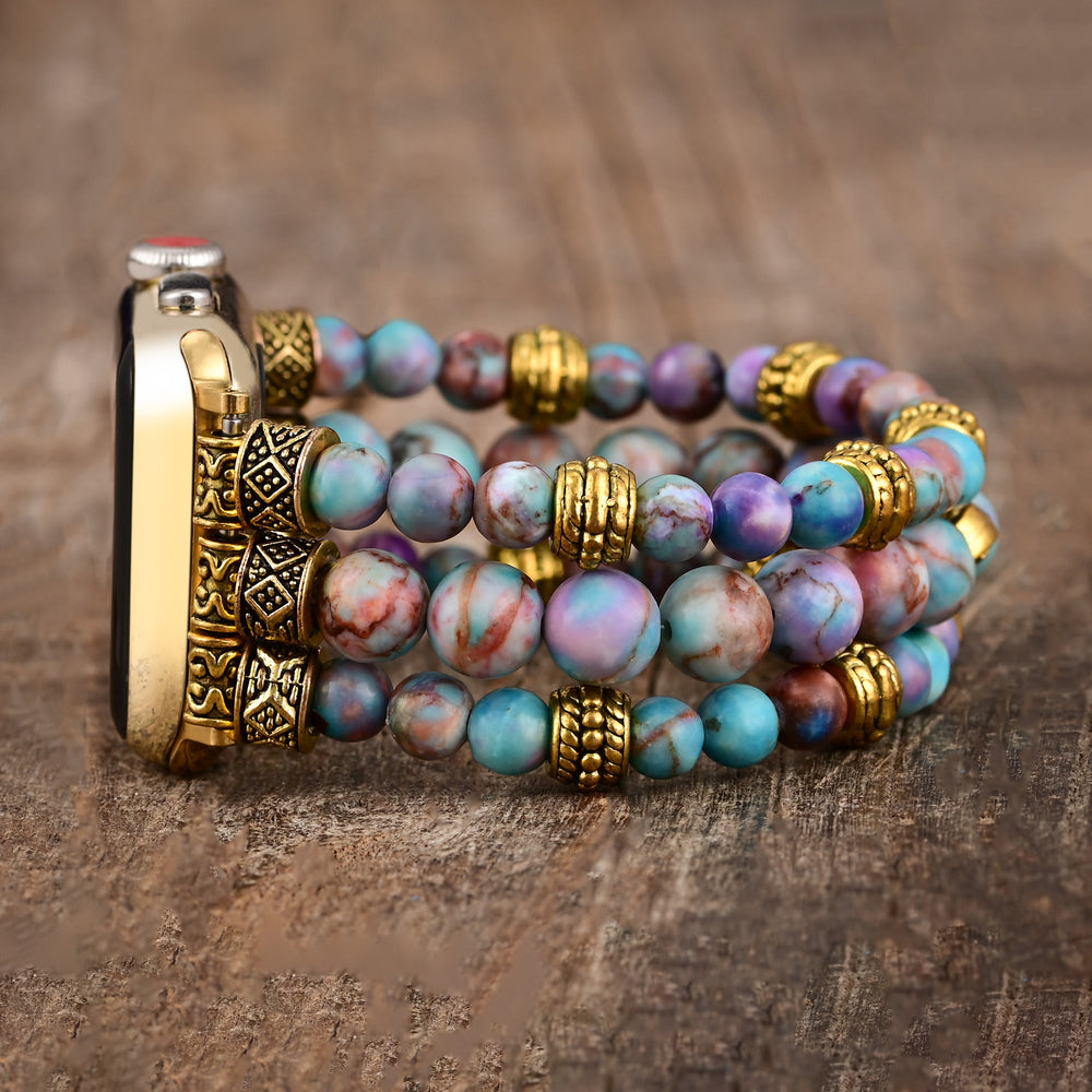 Olivenorma Blue Purple Emperor Stone Beaded Om apple Watch Strap - image 1