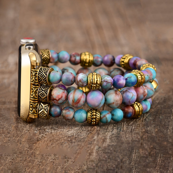Olivenorma Blue Purple Emperor Stone Beaded Om apple Watch Strap - image 1