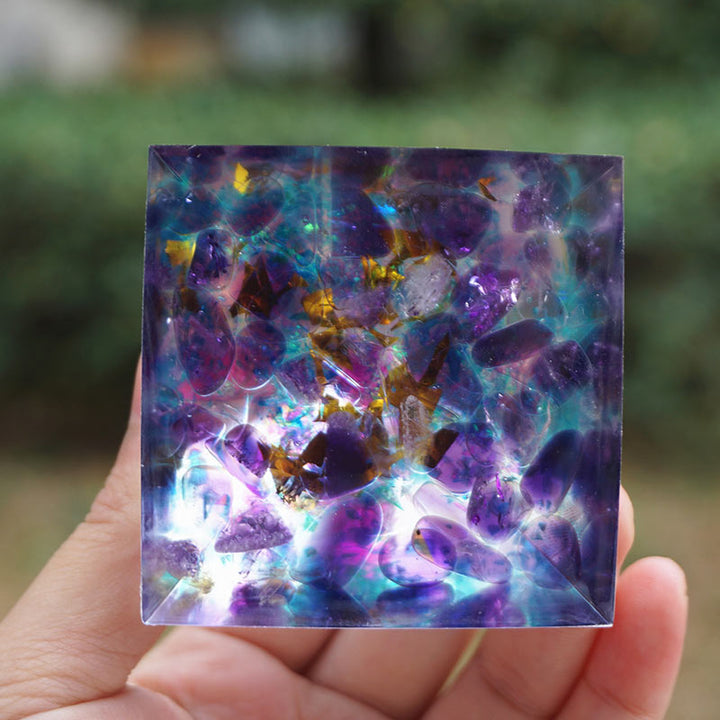 Olivenorma Amethyst Aquamarine Orgone Pyramid - image 5