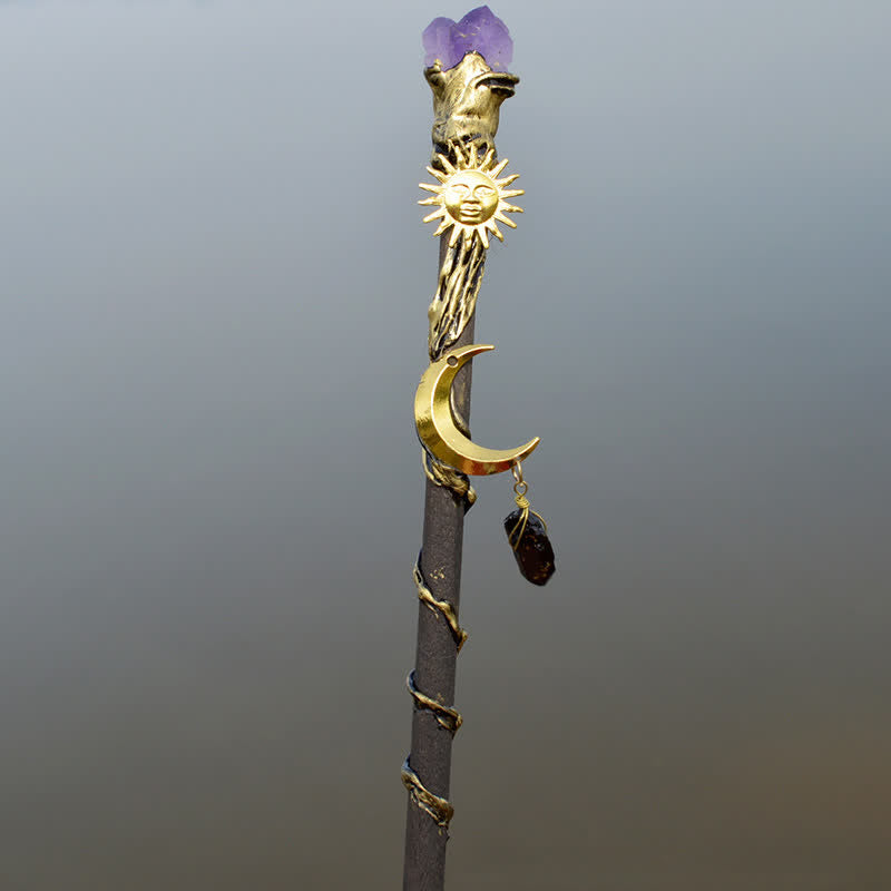 Olivenorma Moon And Sun Fairy Crystal Wands - Amethyst & Obsidian - image 18