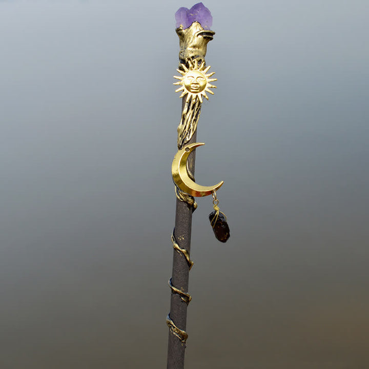 Olivenorma Moon And Sun Fairy Crystal Wands - Amethyst & Obsidian - image 18