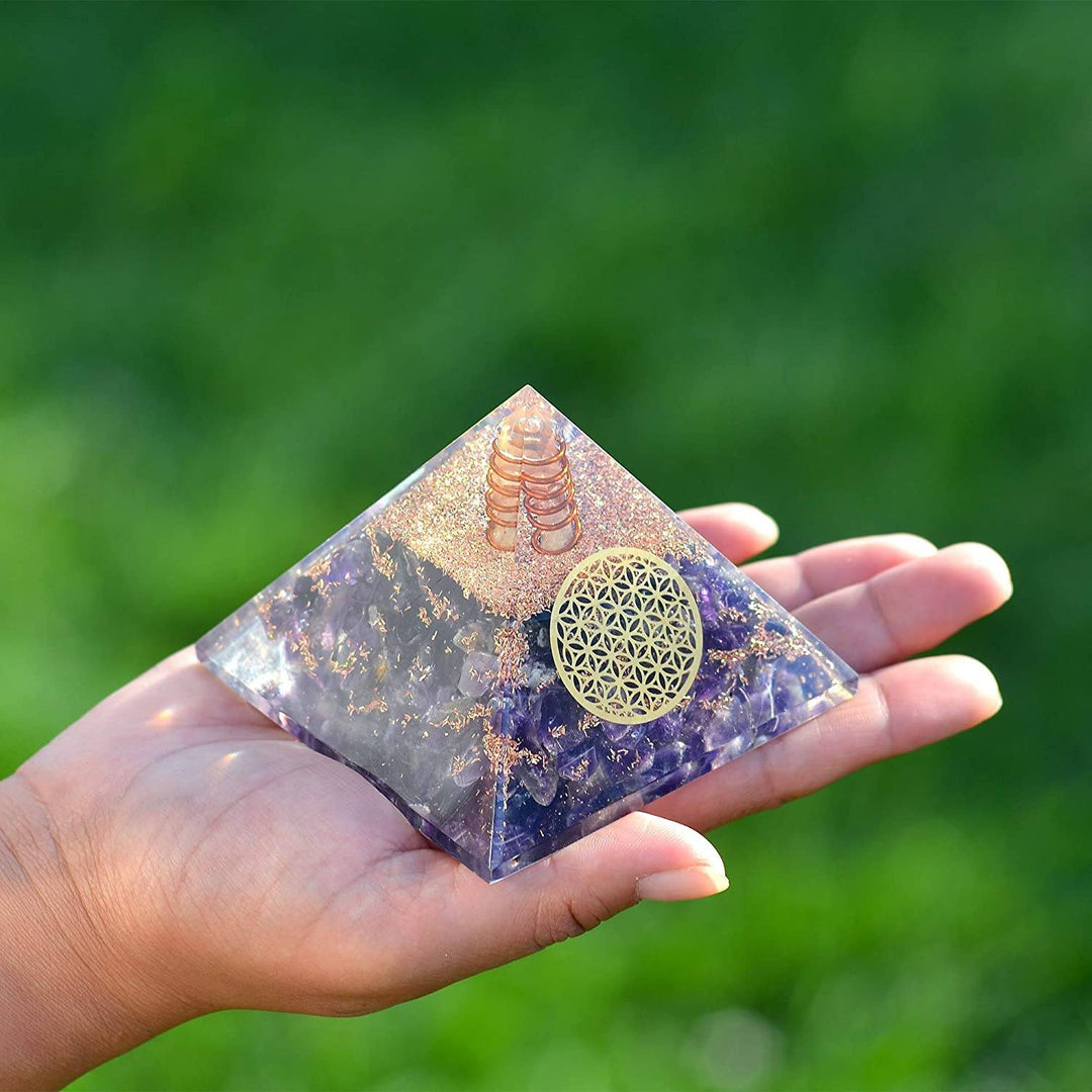 Olivenorma Amethyst Flower Of Life Orgone Pyramid - image 3