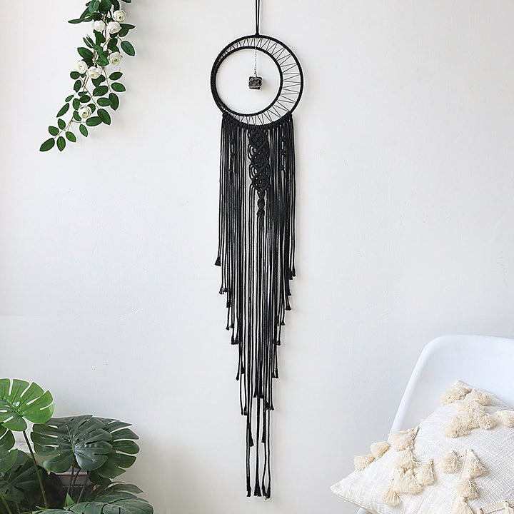 Olivenorma Evil Eye Woven Triangle Tassel Dream Catcher - Black - Sun Moon - image 7