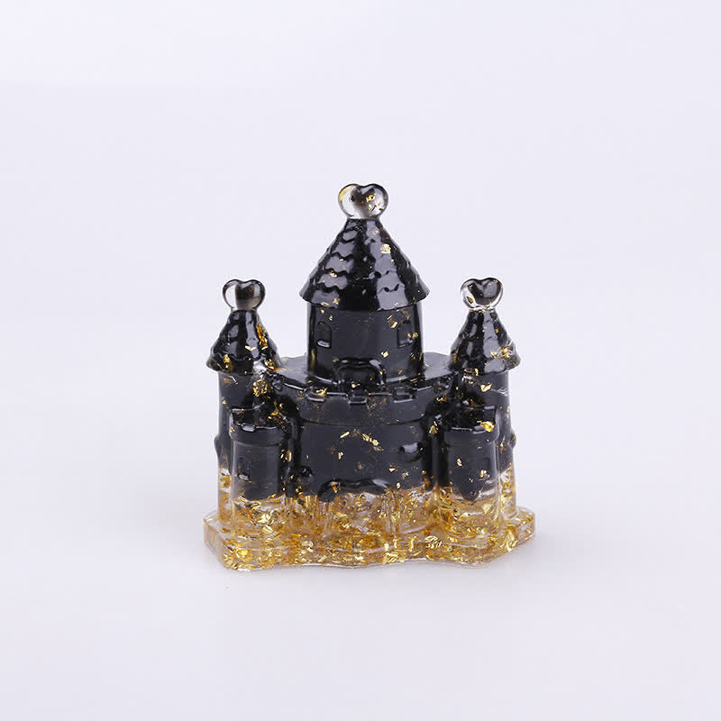 Olivenorma Natural Crystal Epoxy Castle Gemstone Decoration  - Obsidian - image 1