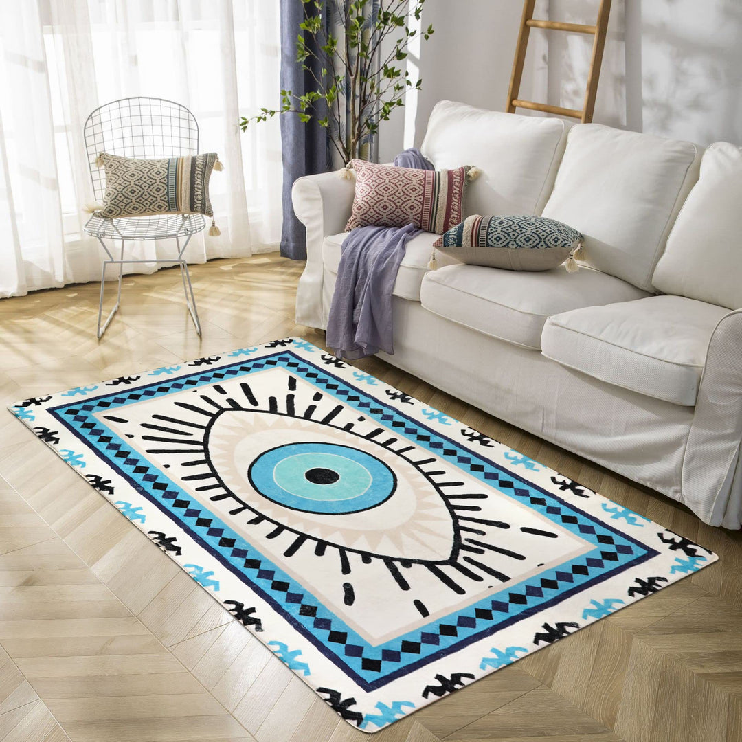 Olivenorma Blue Evil Eye Antibacterial Washable Rugs Carpet - 80*120cm (Crystal Velvet) - image 0