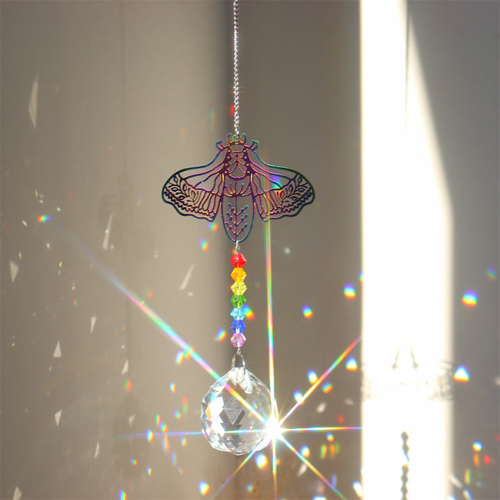 Olivenorma Clear Crystal Hanging Chakra Beads Wind Chime Suncatcher - Colorful Moth - image 40