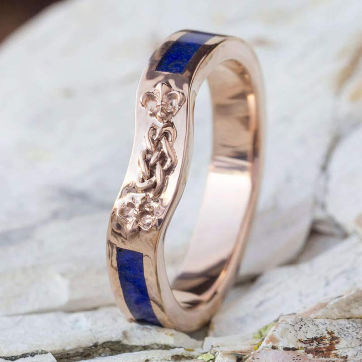 Celtic Knot Lapis Lazuli Bridal Ring Set - image 2