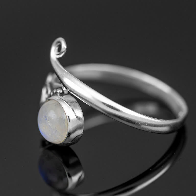Olivenorma“Purify Energy" - Round Moonstone Retro Ring - image 4