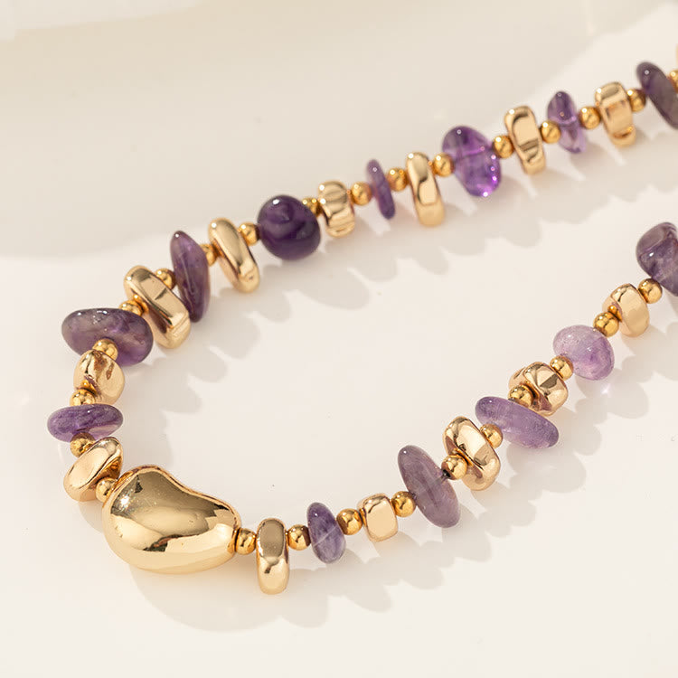 Olivenorma Gold Clavicle Chain Geometric Irregular Amethyst Necklace - image 3
