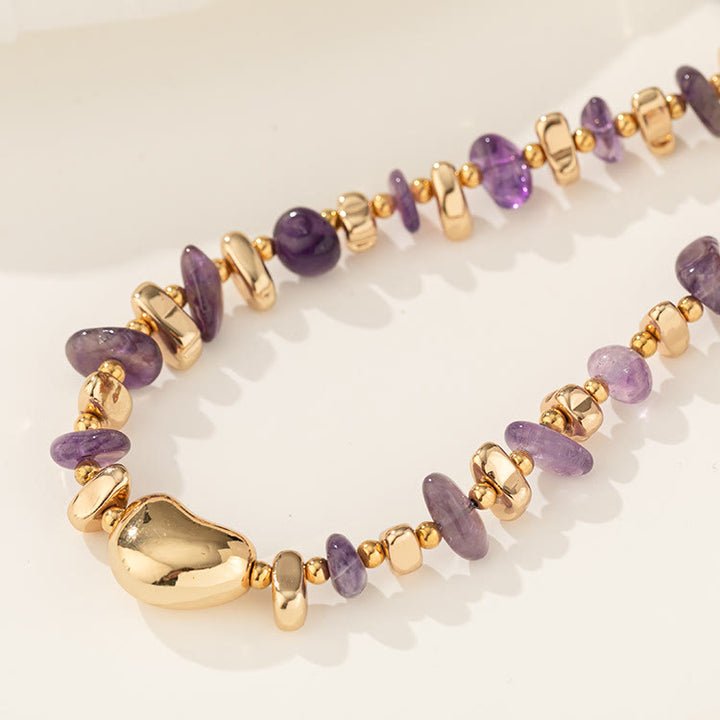 Olivenorma Gold Clavicle Chain Geometric Irregular Amethyst Necklace - image 3