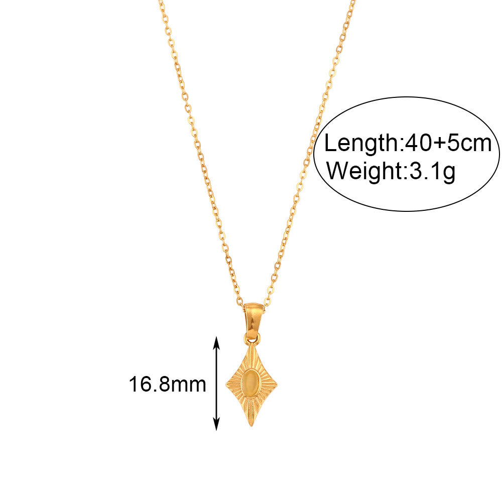 Olivenorma Cat's Eye Pendant Sweater Stainless Steel Necklace - image 10