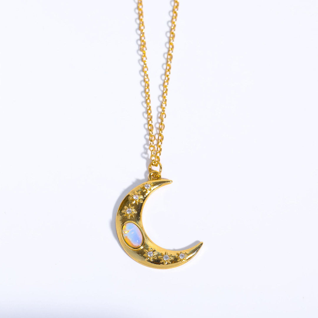 Olivenorma Golden Moon Opal Pendant Clavicle Necklace - image 5