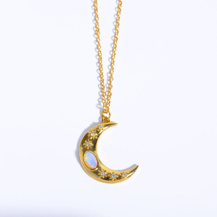 Olivenorma Golden Moon Opal Pendant Clavicle Necklace - image 5