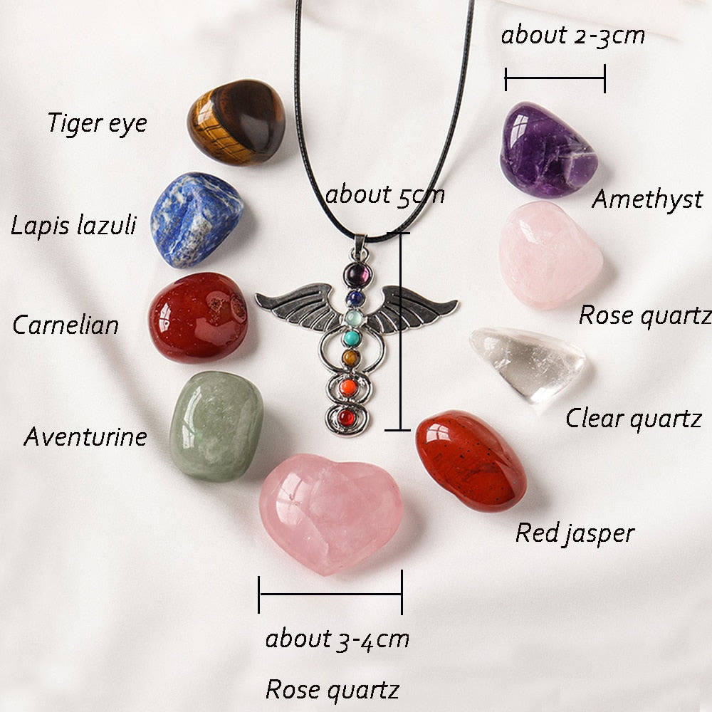 Olivenorma Natural Irregular Meditation Polished Chakra Gemstones Crystal Set - image 5