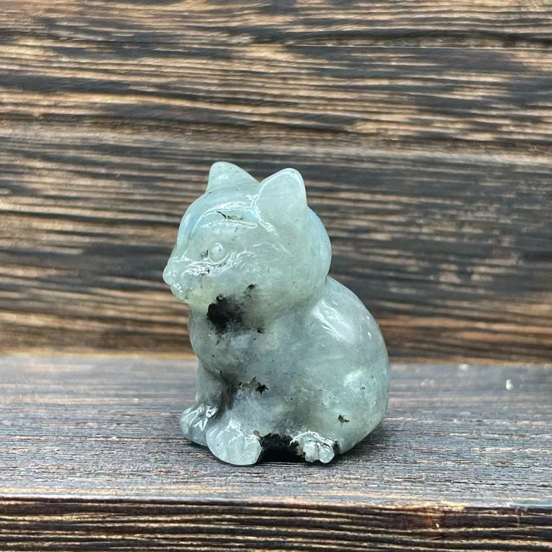 Olivenorma Natural Stone 1.2 Inch Cute Kitten Gemstone Decoration - Labradorite - image 46