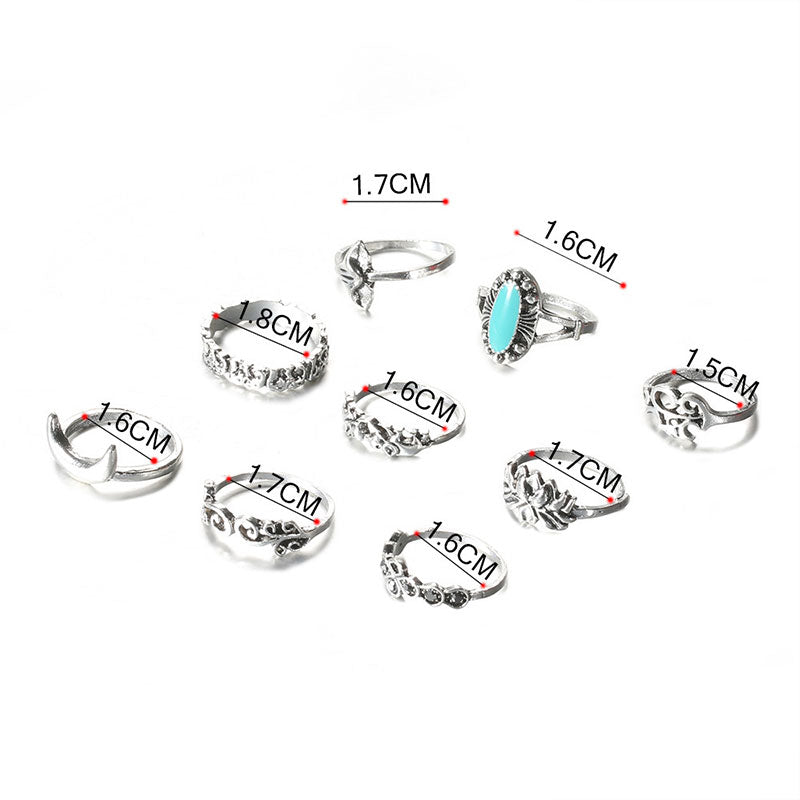 Olivenorma Turquoise  Lotus Symbol Ring Set - image 4