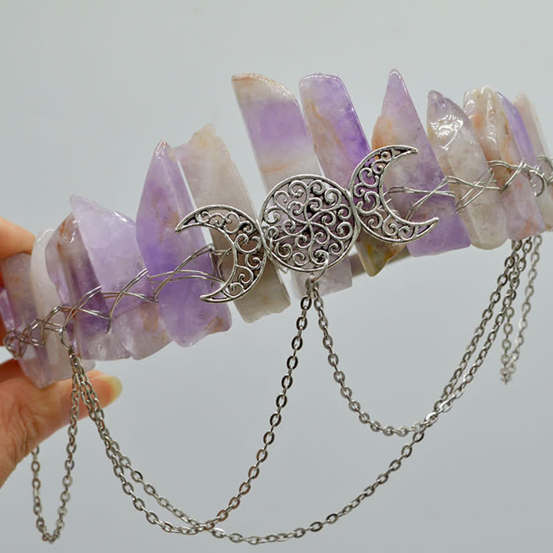 Olivenorma Cresent Moon Goddess Natural Crystal Crown - Amethyst#2 - image 37