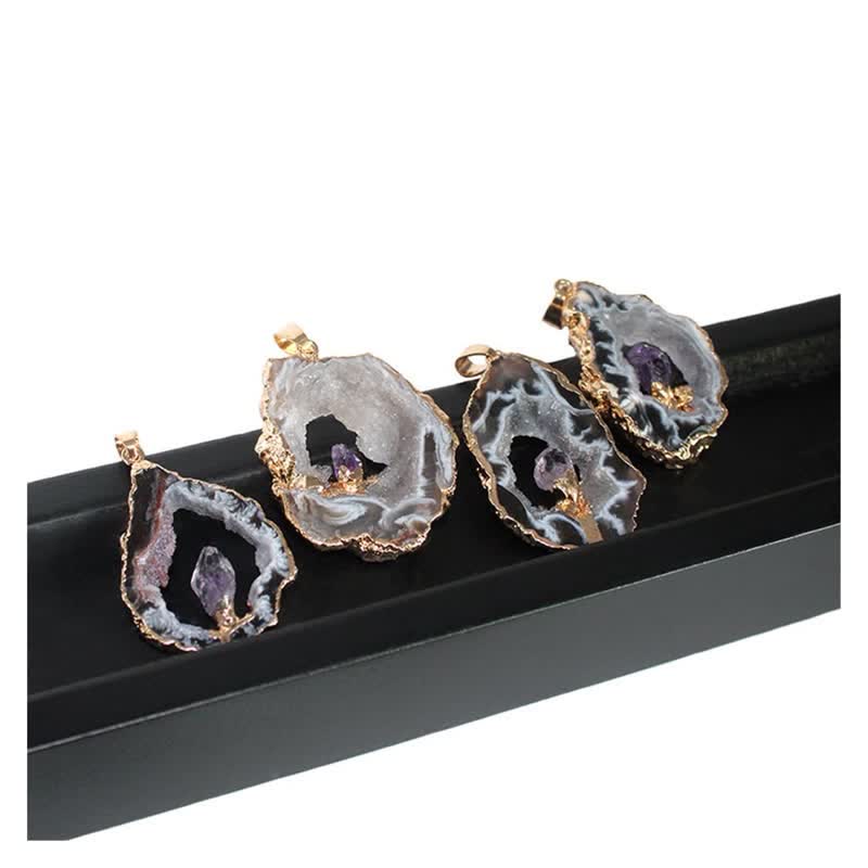Olivenorma Natural Agate Geode Amethyst Necklace - image 1