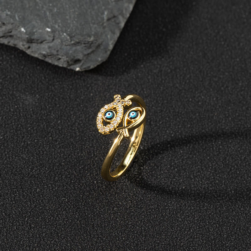 Olivenorma White Zircon Ring Evil Eye Adjustable Ring - Evil Eye & Pisces - image 10