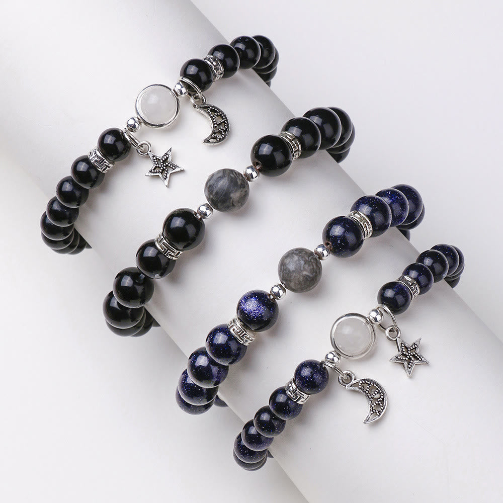 Olivenorma Blue Sandstone Obsidian 6mm Beaded Star and Moon Bracelet - image 11