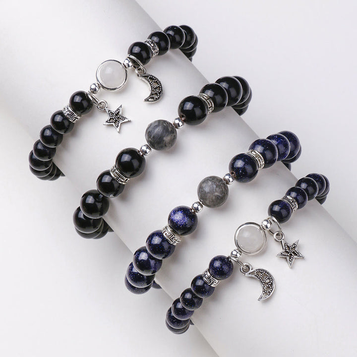 Olivenorma Blue Sandstone Obsidian 6mm Beaded Star and Moon Bracelet - image 11