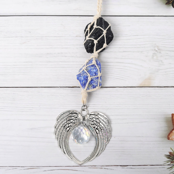 Olivenorma Metal Angel Wing SunCatcher Window Decor Ornamet - Obsidian&Blue Sodalite - image 9