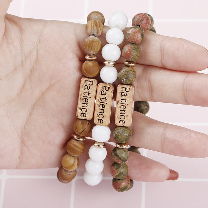 Olivenorma Natural Gemstone Mom Patience Engraving Bracelet - image 15