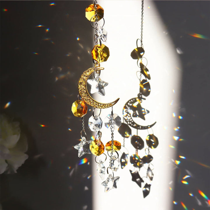 Olivenorma Moon Prism Crystal Suncatcher Wind Chime - Golden Moon - image 1