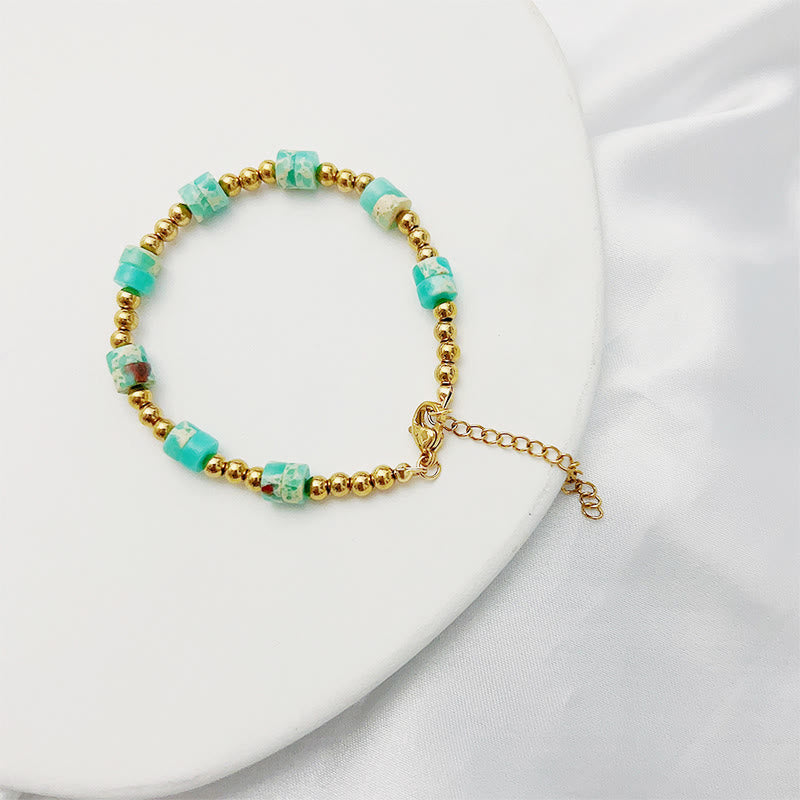 Olivenorma Bohemian Ethnic Stone Column Beaded Bracelet - Emperor Stone - 22+5cm - image 2