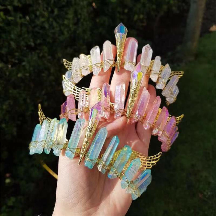 Olivenorma Natural Multicolored Crystal Gold Wings Headband - image 0