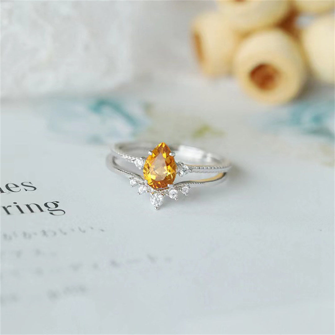 Olivenorma Copper Gold Drop Shape Citrine Ring - image 5