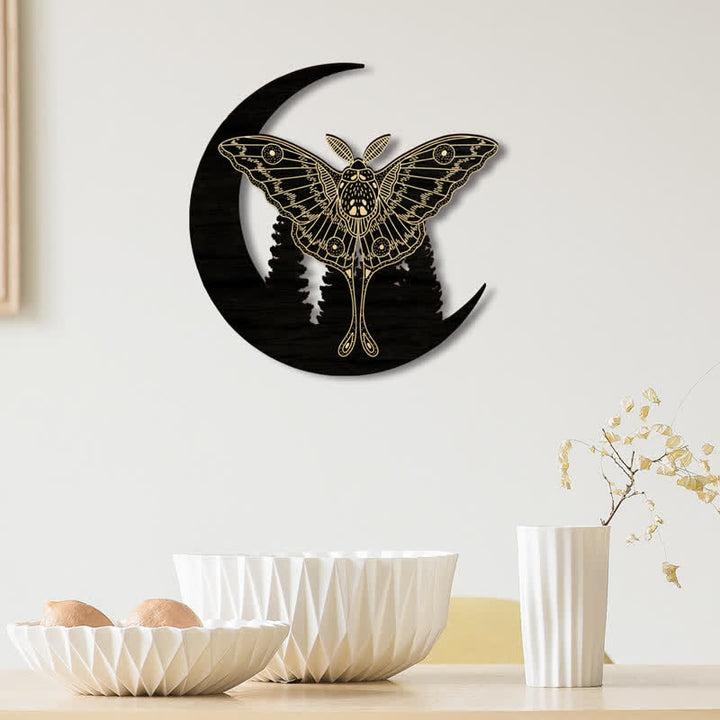 Olivenorma Crescent Moon Moth Wooden Wall Decor - image 2