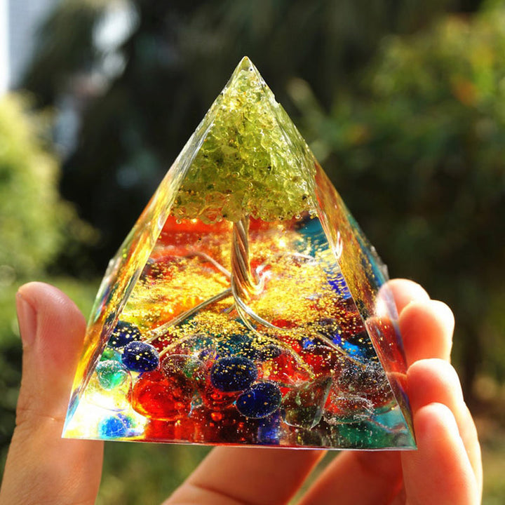 Olivenorma Fluorite Peridot Tree Of Life Orgone Pyramid - image 2