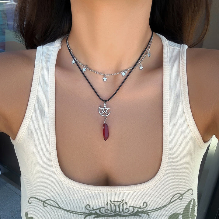 Olivenorma Natural Stone Tree of Life Evil Eye Pendant Necklace Set - Garnet&Star - image 11