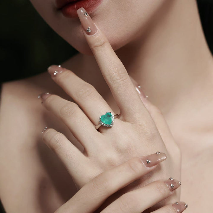 Olivenorma Heart Shape Paraiba Tourmaline Exquisite Ring - image 2