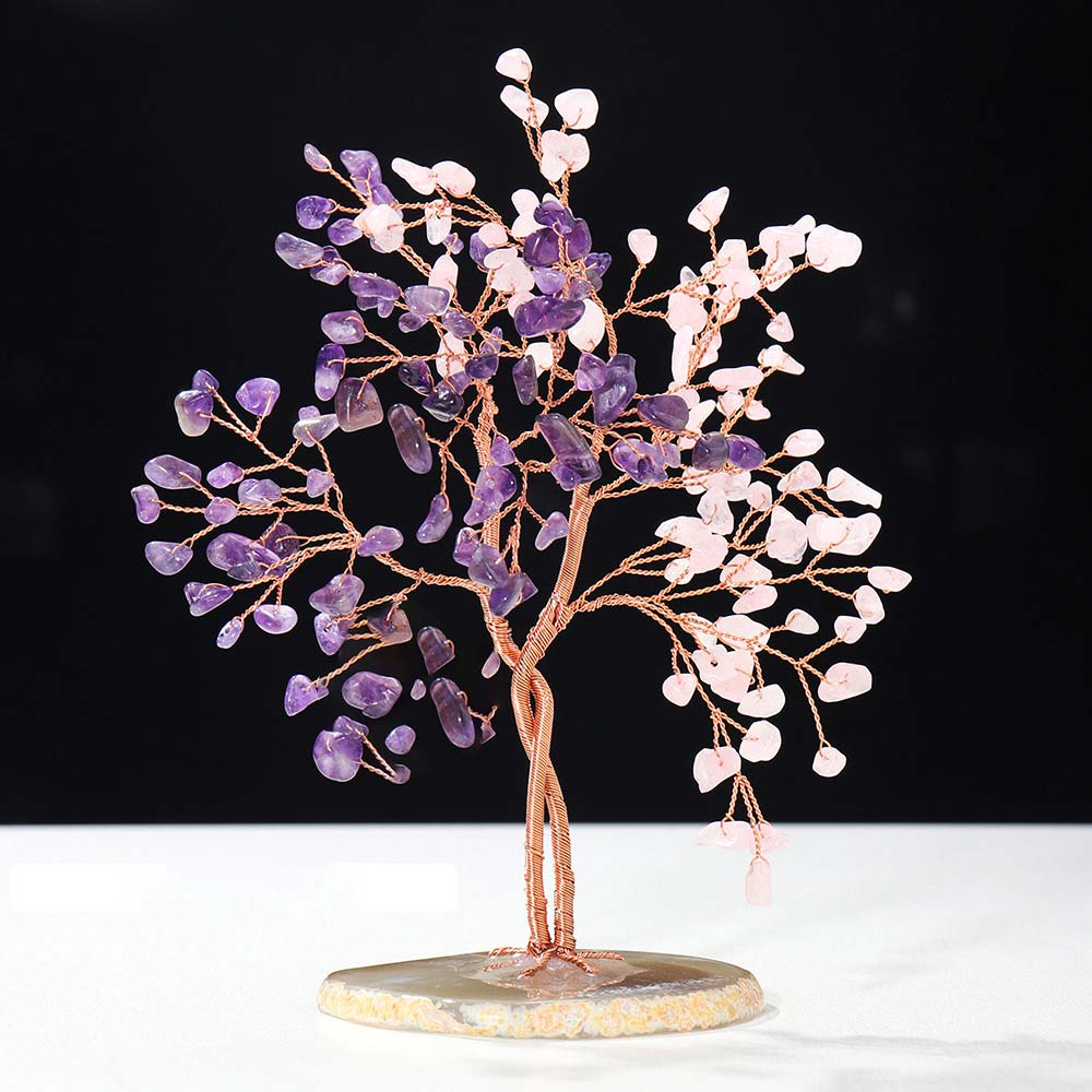 Olivenorma Natural Crystal Stone Feng Shui Tree - Amethyst&Pink Crystal - image 1