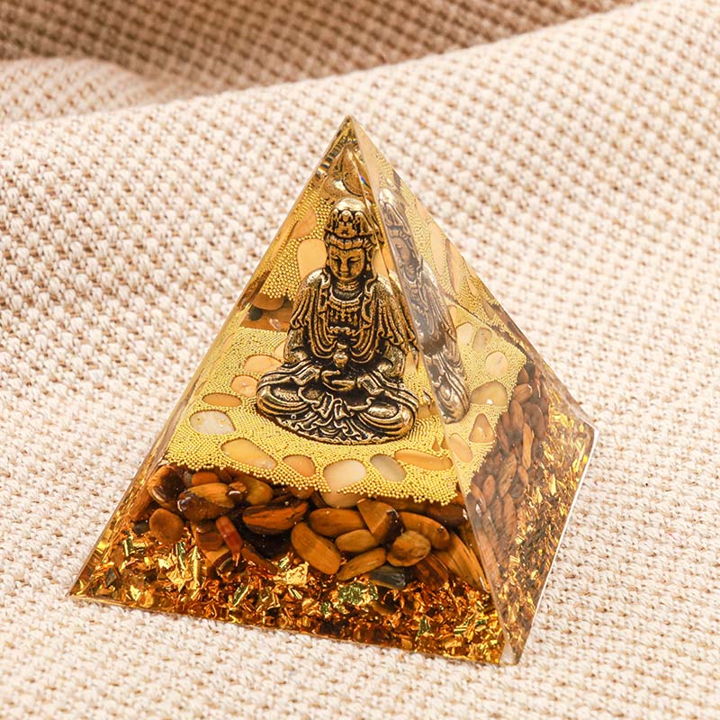 Olivenorma Buddha With Tiger Eye Protection Orgone Pyramid - image 1