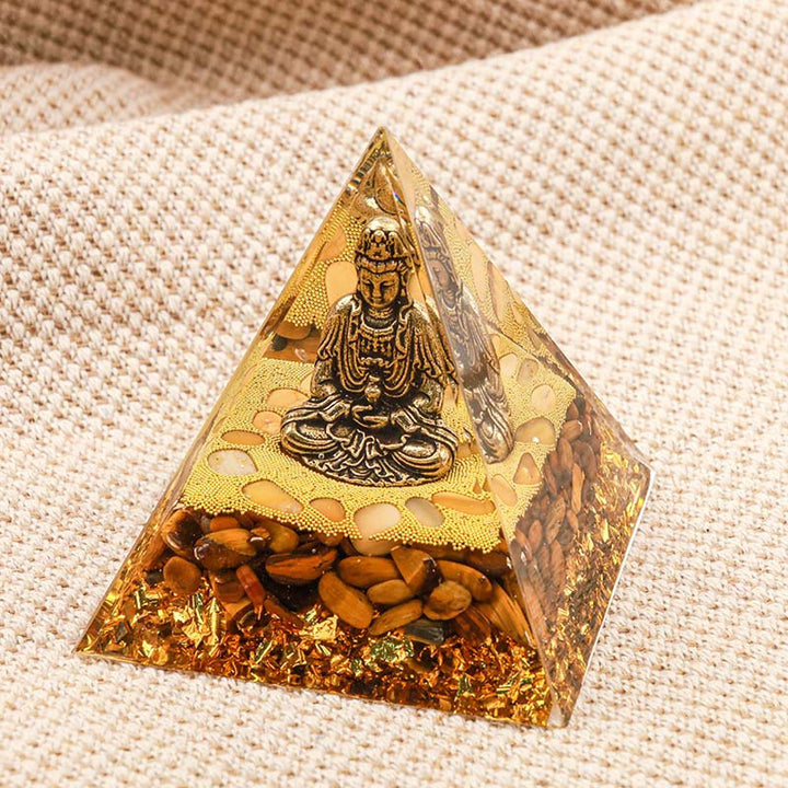 Olivenorma Buddha With Tiger Eye Protection Orgone Pyramid - image 1