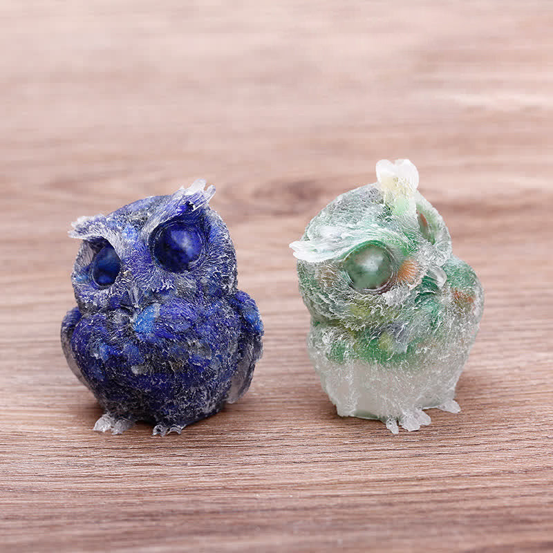 Olivenorma Natural Crystal Resin Owl Gemstone Decoration - image 1