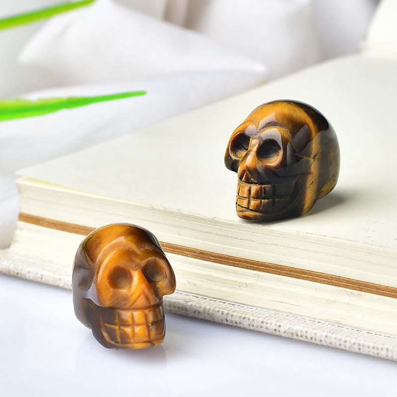 Olivenorma Crystal Mini Skull Halloween Gemstone Decoration - Tiger Eye - image 20